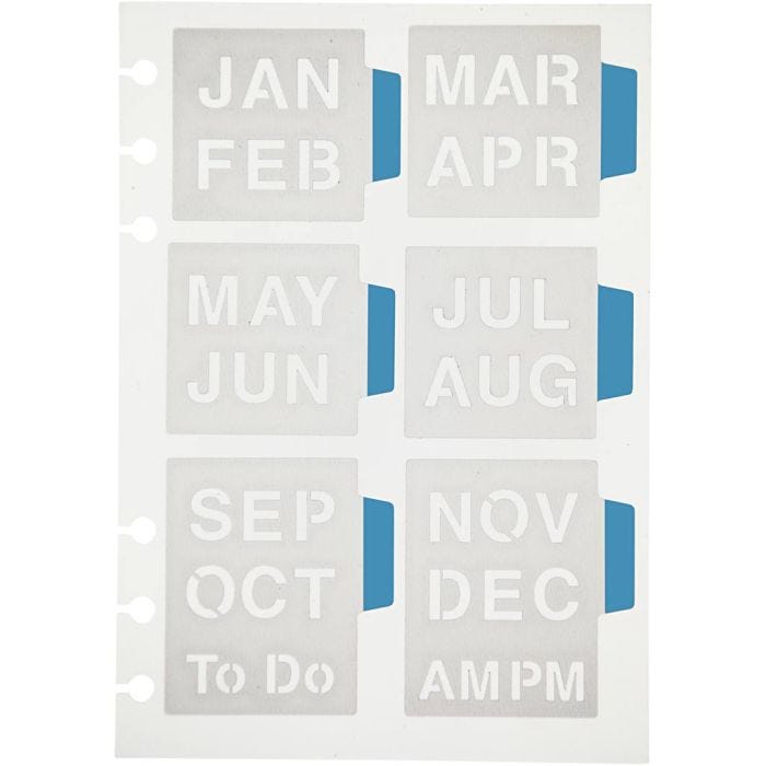 Stencil, months, sheet 12,5x17,5 cm, 1 sheet