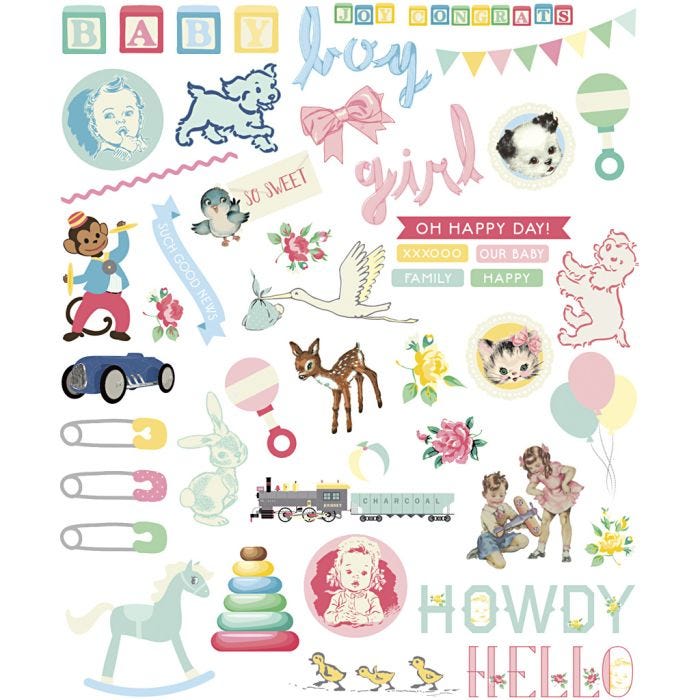 Gift Tags, baby, size 15-125 mm, 120 g, 48x2 pc/ 1 pack