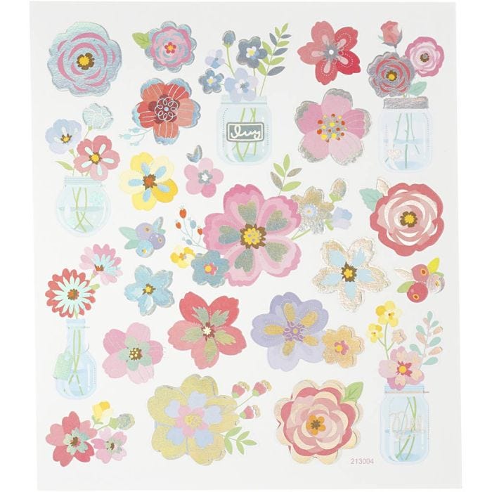 Stickers, spring flowers, sheet 15x16,5 cm, 1 sheet