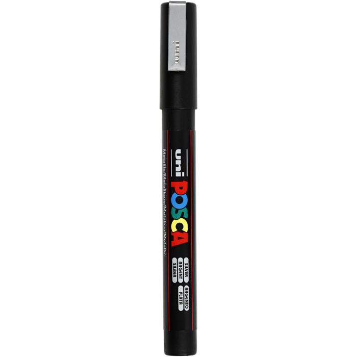 Posca Marker, no. PC-3M, line 0,9-1,3 mm, fine, silver, 1 pc