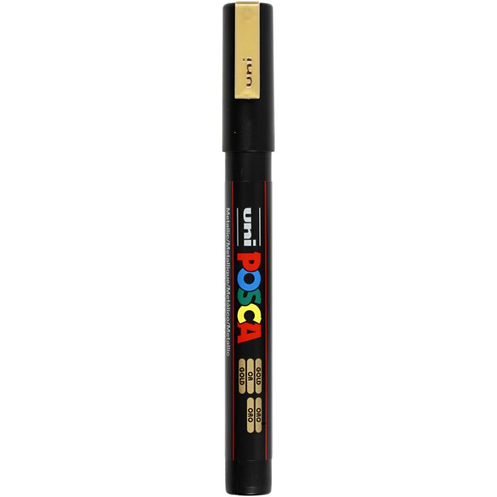 Posca Marker, no. PC-3M, line 0,9-1,3 mm, fine, gold, 1 pc