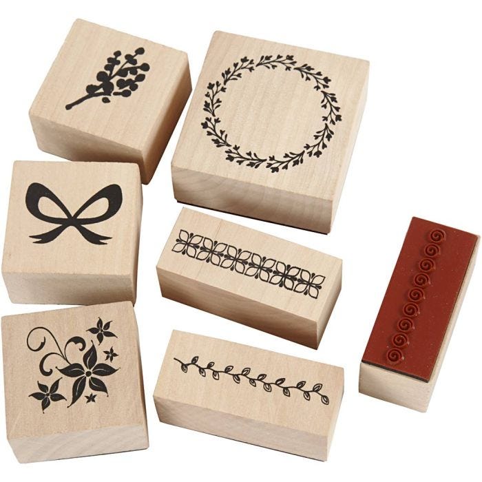 Rubber stamps set, nature, 7 asstd./ 1 pack