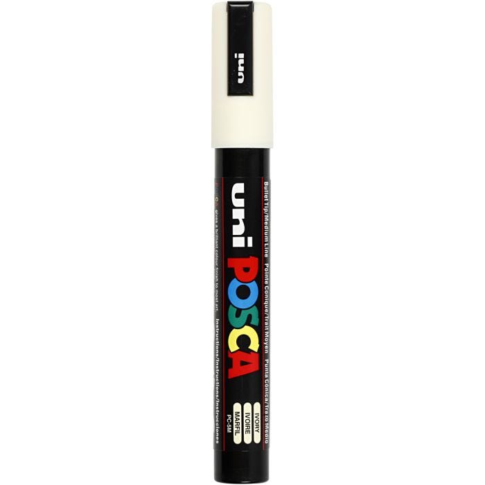 Posca Marker, no. PC-5M, line 2,5 mm, medium, ivory, 1 pc