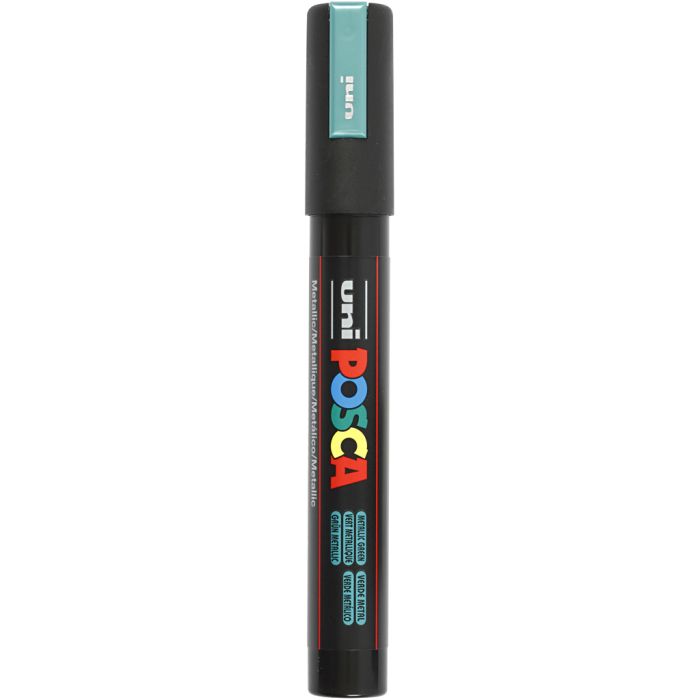 Posca Marker, no. PC-5M, line 2,5 mm, medium, metallic green, 1 pc