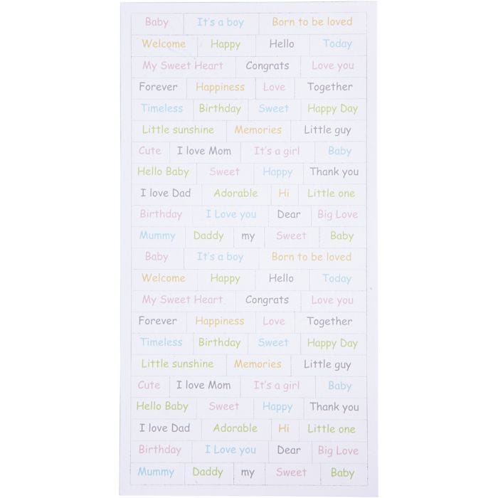 Stickers - Baby, baby, sheet 12x23 cm, 2x84 pc/ 1 pack