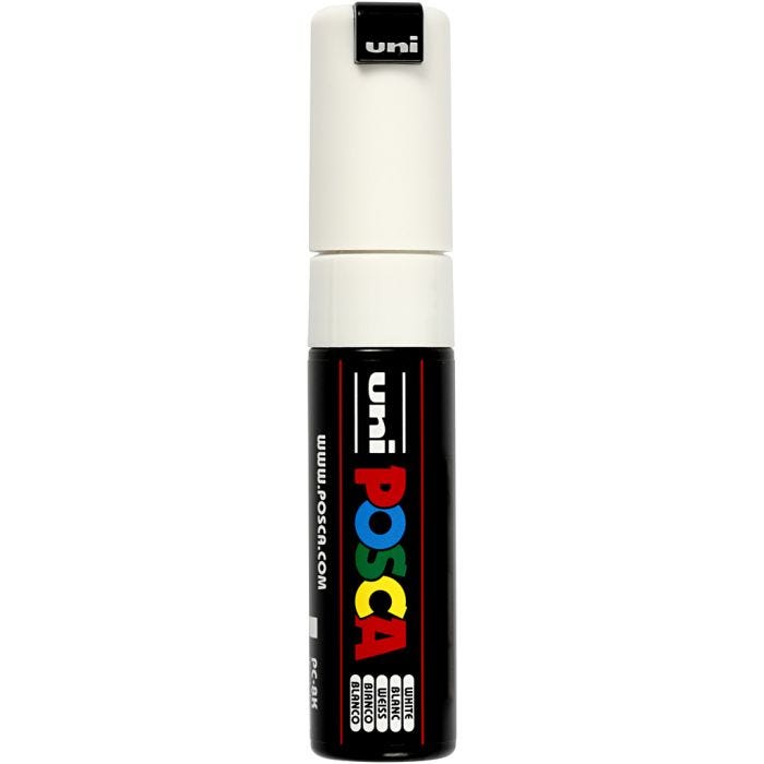 Posca Marker, no. PC-8K, line 8 mm, broad, white, 1 pc