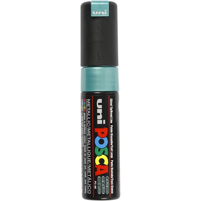 Posca Marker, no. PC-8K, line 8 mm, broad, metallic green, 1 pc