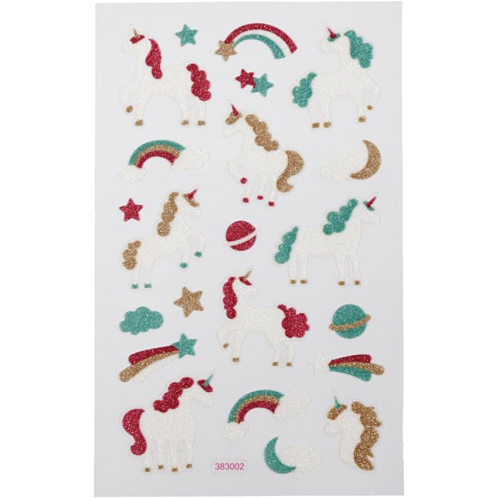 Glitter Stickers, unicorn, sheet 10x16 cm, 1 sheet