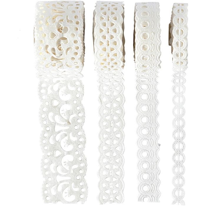 Paper Lace Borders, W: 8-23 mm, white, 4x2 m/ 1 pack