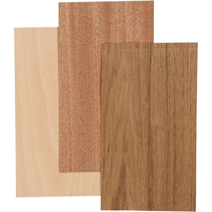 Wood Veneer, sheet 12x22 cm, thickness 0,75 mm, 3 sheet/ 1 pack