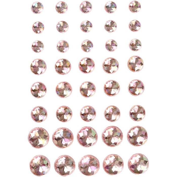 Rhinestones, size 6+8+10 mm, pink, 40 pc/ 1 pack