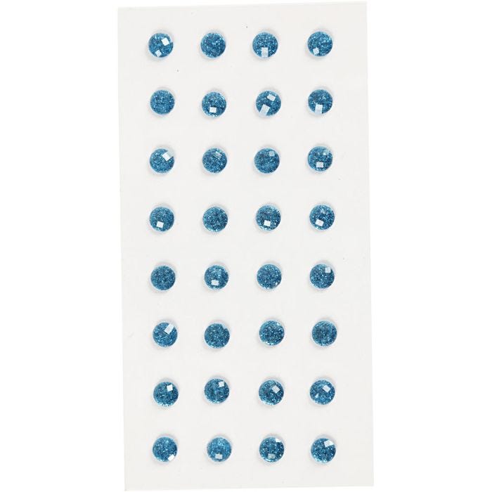 Rhinestones, dia. 8 mm, blue, 32 pc/ 1 pack