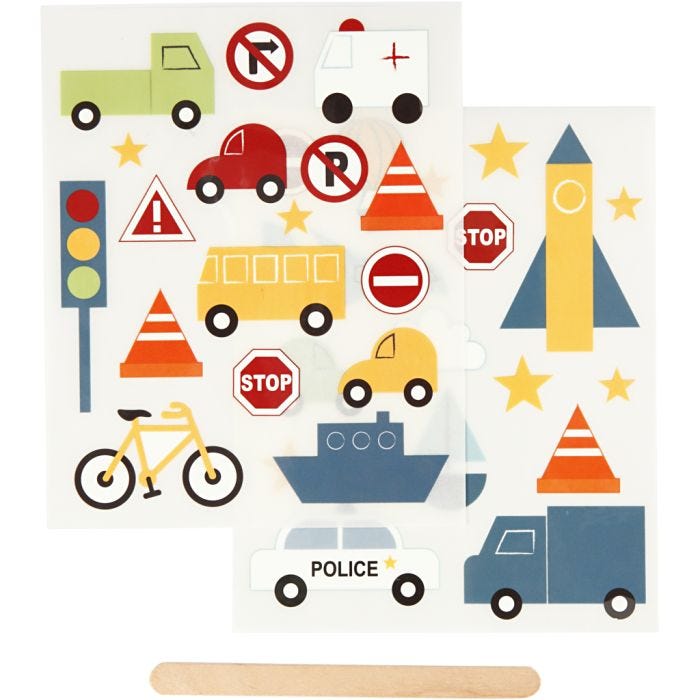 Rub-on Stickers, transport, sheet 12,2x15,3 cm, 1 pack