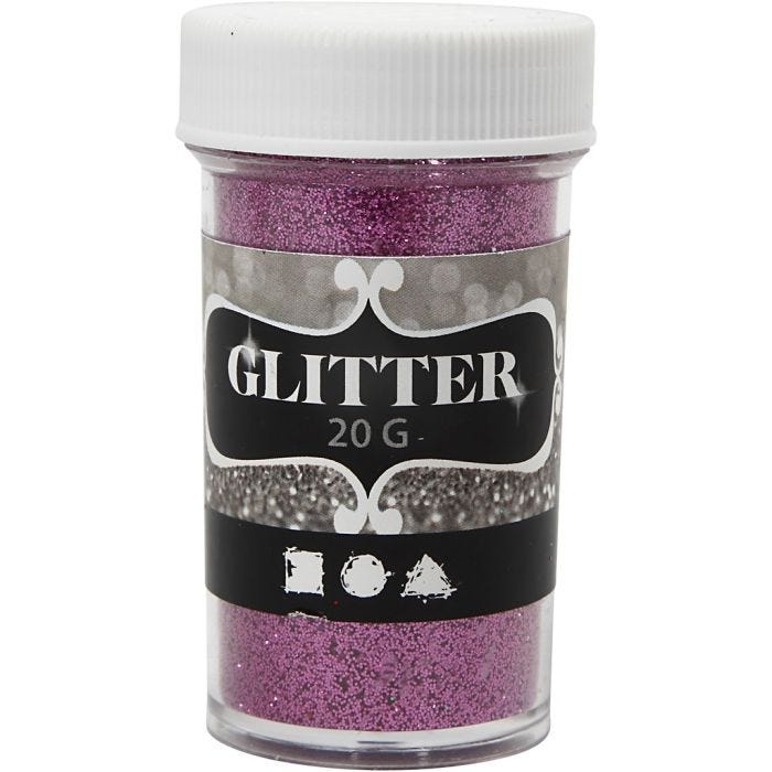 Glitter, pink, 20 g/ 1 tub