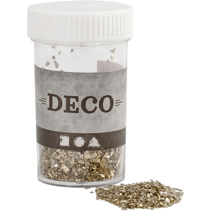 Glitter, size 1-3 mm, gold, 30 g/ 1 tub