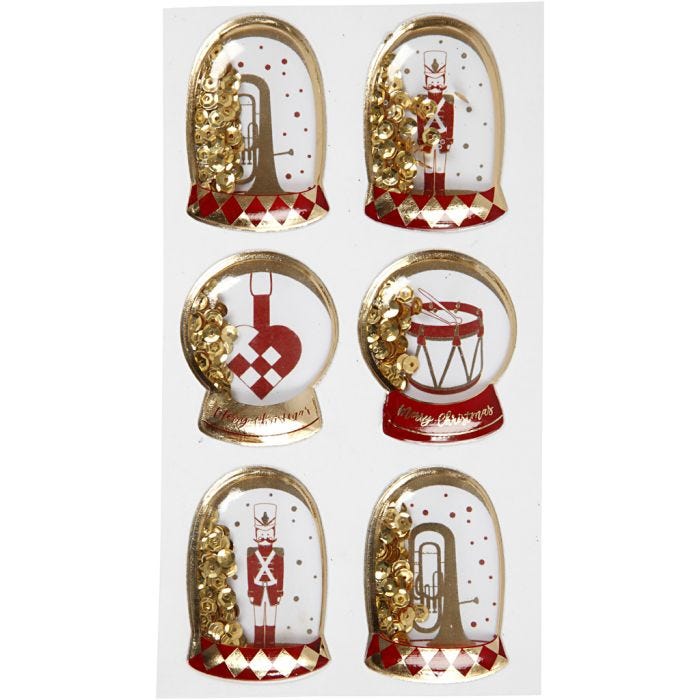 Shaker stickers, nutcracker, size 49x32+45x36 mm, gold, 6 pc/ 1 pack