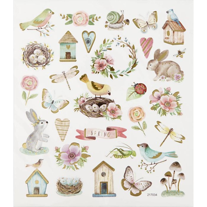 Stickers, spring and Easter, sheet 15x16,5 cm, 1 sheet