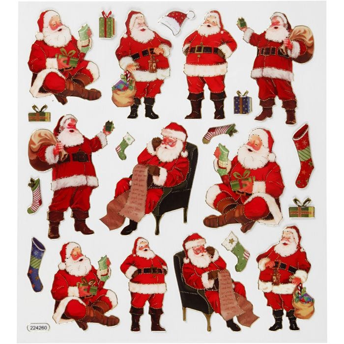 Stickers, Traditional Father Christmases, sheet 15x16,5 cm, 1 sheet