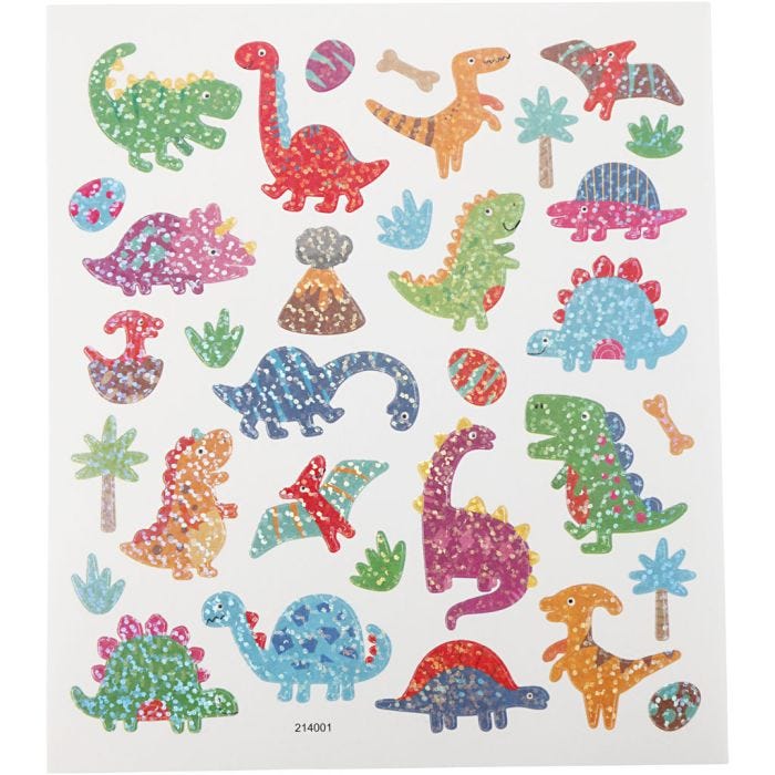 Stickers, dino, sheet 15x16,5 cm, 1 sheet