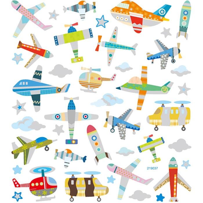 Stickers, air planes and helicopters, sheet 15x16,5 cm, 1 sheet