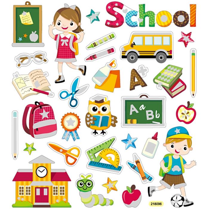 Stickers, school life, sheet 15x16,5 cm, 1 sheet