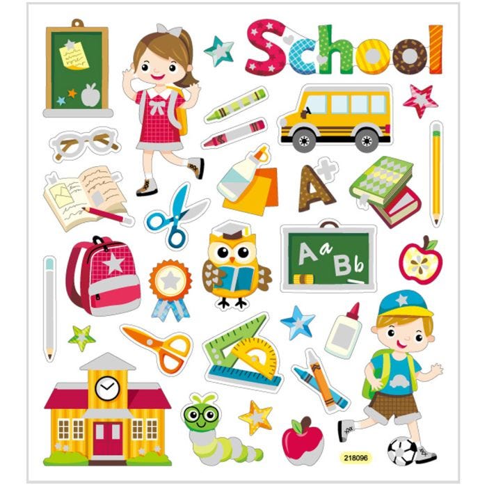 Stickers, school, sheet 15x16,5 cm, 1 sheet
