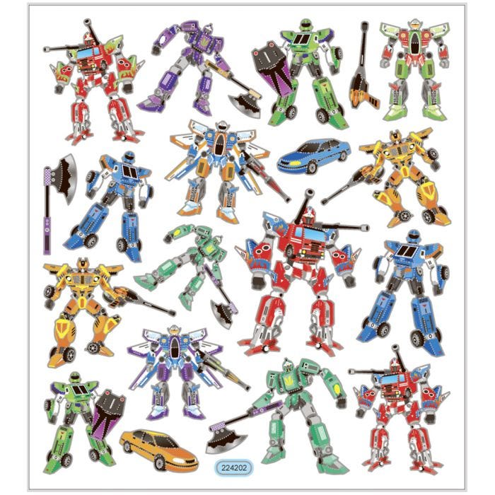 Stickers, transformers, sheet 15x16,5 cm, 1 sheet