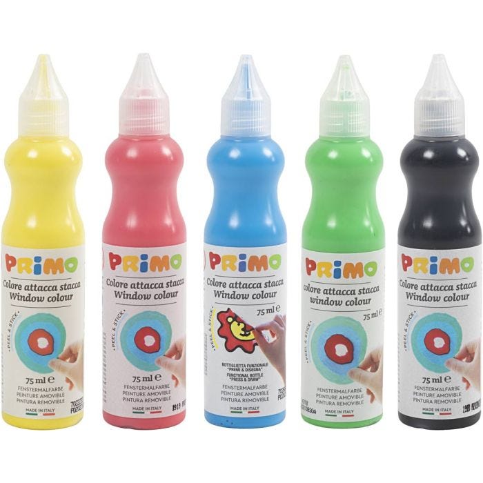 Window Paint, assorted colours, 5x75 ml/ 1 pack