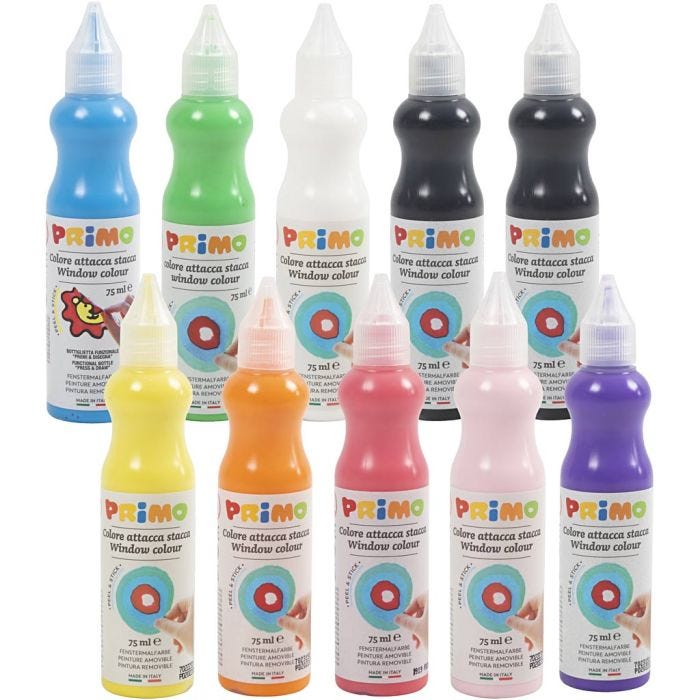 Window Paint, assorted colours, 10x75 ml/ 1 pack