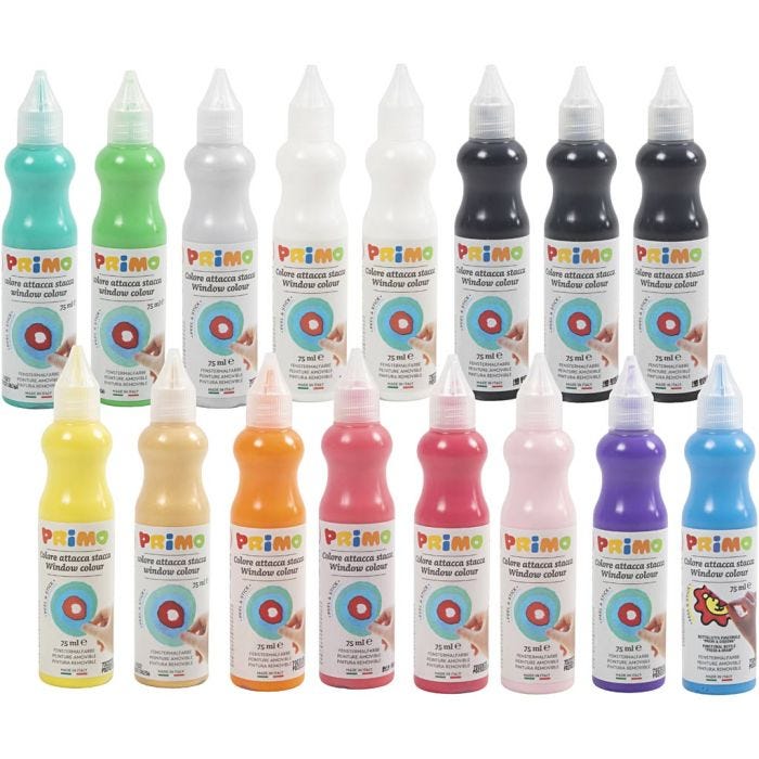 Window Paint, assorted colours, 16x75 ml/ 1 pack