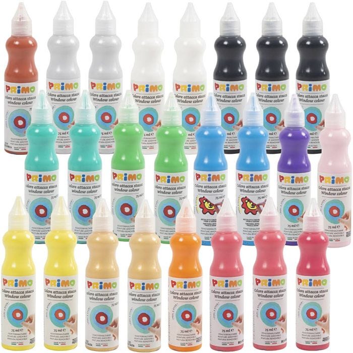 Window Paint, assorted colours, 24x75 ml/ 1 pack