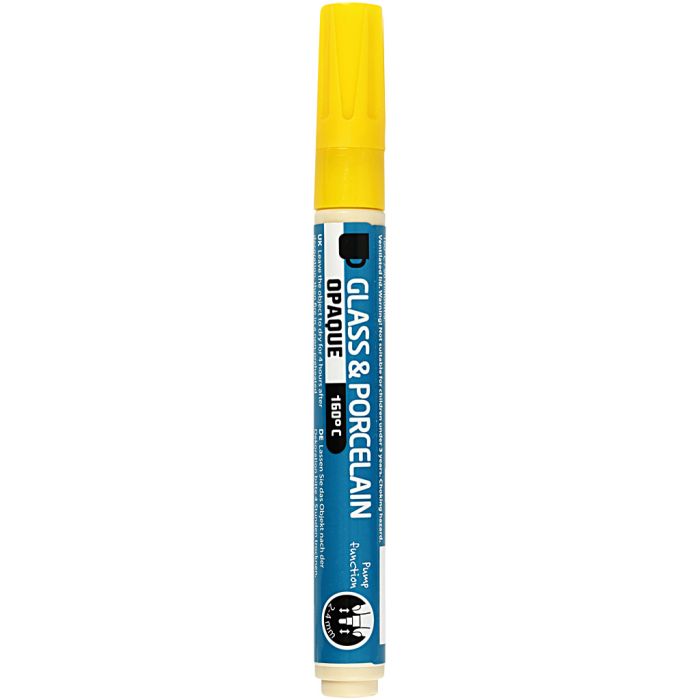 Glass and porcelain marker, line 2-4 mm, opaque, yellow, 1 pc