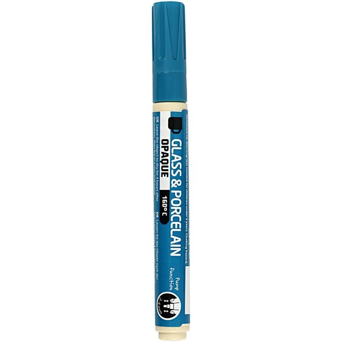 Glass and porcelain marker, line 2-4 mm, opaque, turquoise, 1 pc