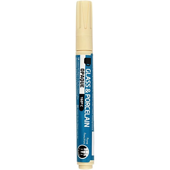 Glass and porcelain marker, line 2-4 mm, opaque, cream, 1 pc