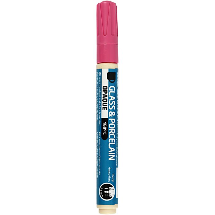 Glass and porcelain marker, line 2-4 mm, opaque, pink, 1 pc