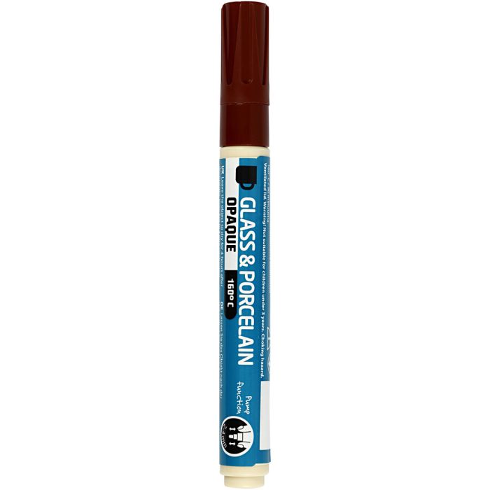 Glass and porcelain marker, line 2-4 mm, opaque, brown, 1 pc