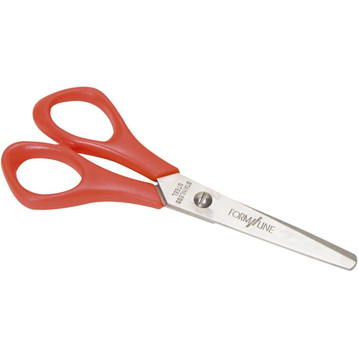 School Scissors, L: 14 cm, round, left, 12 pc/ 1 pack