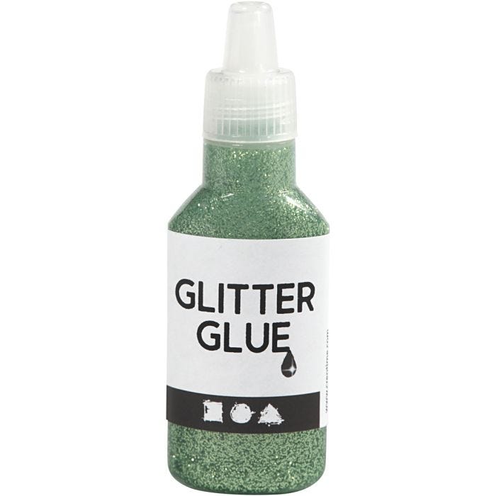 Glitter Glue, green, 25 ml/ 1 bottle