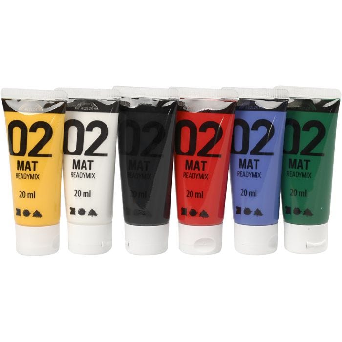 Acrylic Paint Matte, standard colours, 6x20ml/ 1 pack