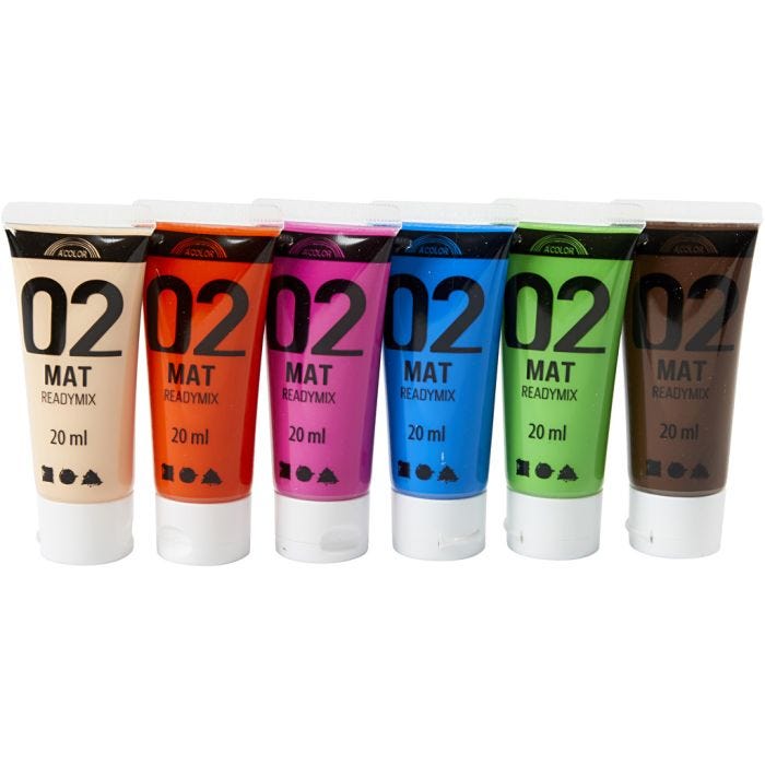 Acrylic Paint Matte, additional colours, 6x20 ml/ 1 pack