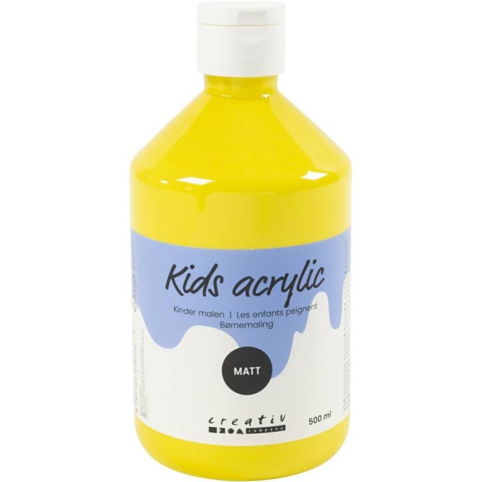 Acrylic Paint Matte, primary yellow, 500 ml/ 1 bottle