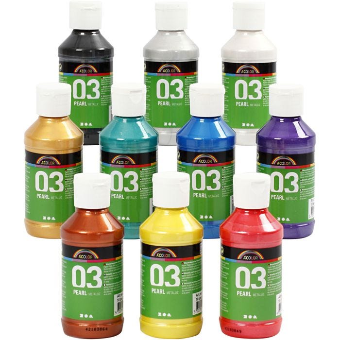 Acrylic Paint Metallic, metallic, assorted colours, 10x120 ml/ 1 pack