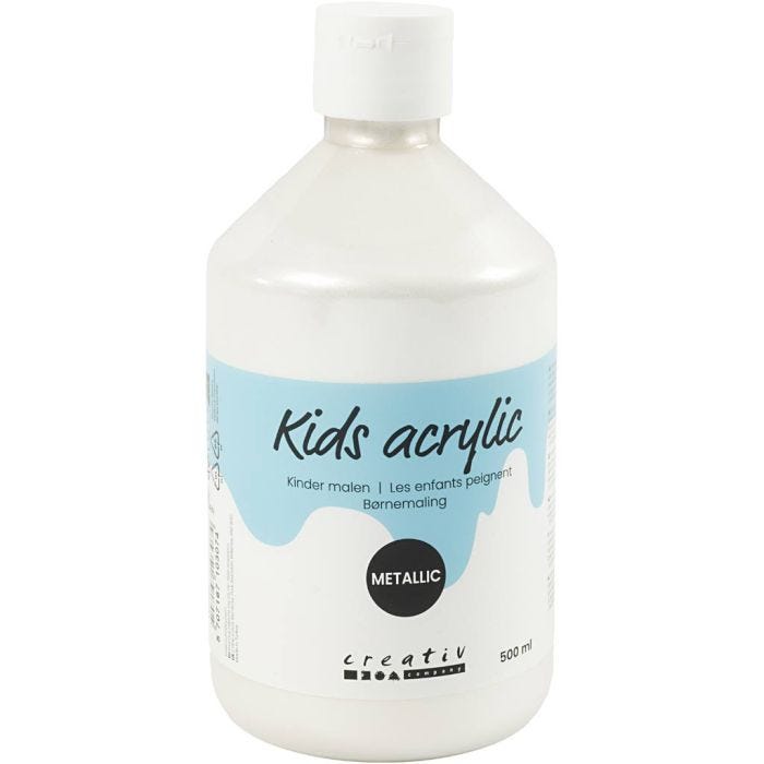 Acrylic Paint Metallic, metallic, white, 500 ml/ 1 bottle