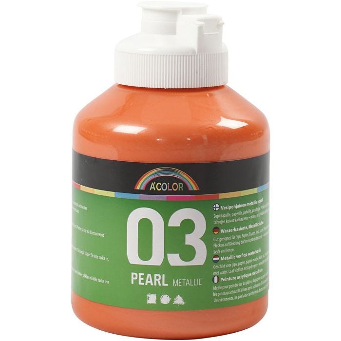 Acrylic Paint Metallic, metallic, orange, 500 ml/ 1 bottle