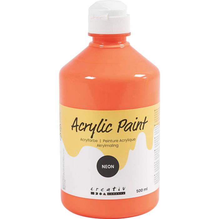 Acrylic Paint Neon, neon red, 500 ml/ 1 bottle