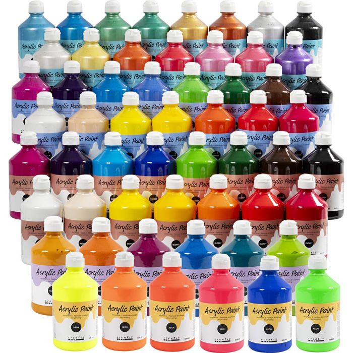 Acrylic Paint, assorted colours, 57x500 ml/ 1 pack