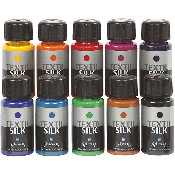 Textil Silk Paint, assorted colours, 10x50 ml/ 1 pack