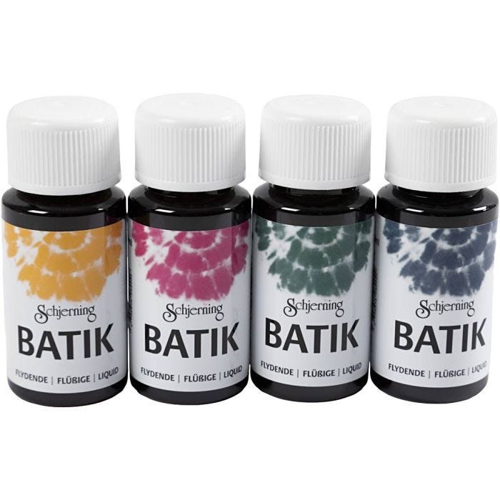Batik dye, navy blue, green, pink, corn yellow, 4x50 ml/ 1 pack