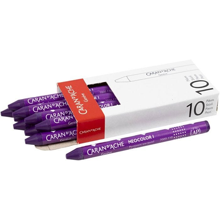 CARAN D’ACHE Neocolor I Crayons, L: 10 cm, thickness 8,5 mm, lilac (110), 10 pc/ 1 pack