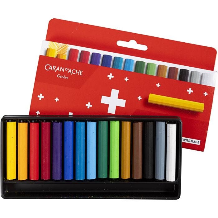 CARAN D’ACHE Neocolor I Crayons, Junior, L: 5 cm, thickness 8,5 mm, assorted colours, 15 pc/ 1 pack